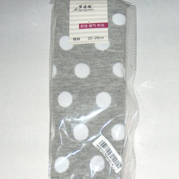 Gray with White Poka Dots Thigh High Socks Warm Over the Knee Socks NEW - Picture 4 of 4